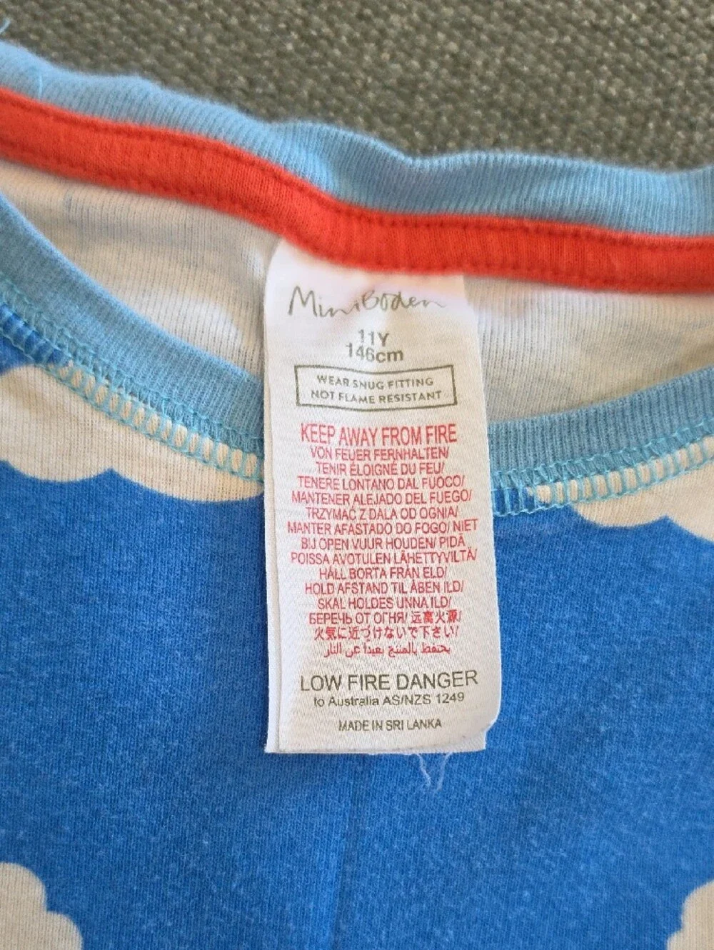 Boden Size 11 Rainbow Cloud Kids Pajama Set